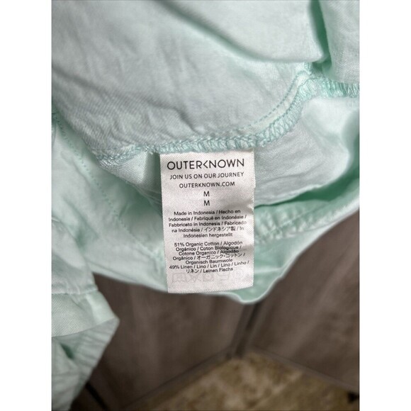 Outerknown Romper Shortall Organic Cotton Linen Short Sleeves Green Sz M - Picture 4 of 7